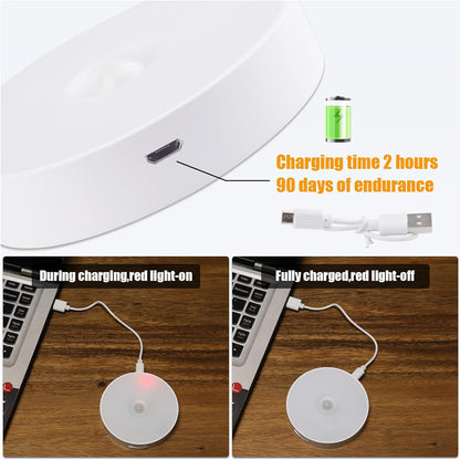 6 Pcs Under Cabinet Lights 16 LEDs Wireless Motion Sensor Light Puck Light, 3 Color Temps Dimmable 3000-6000K, Rechargeable Closet Lights For Cabinet, Closet, Kitchen, Hallway, Stairs