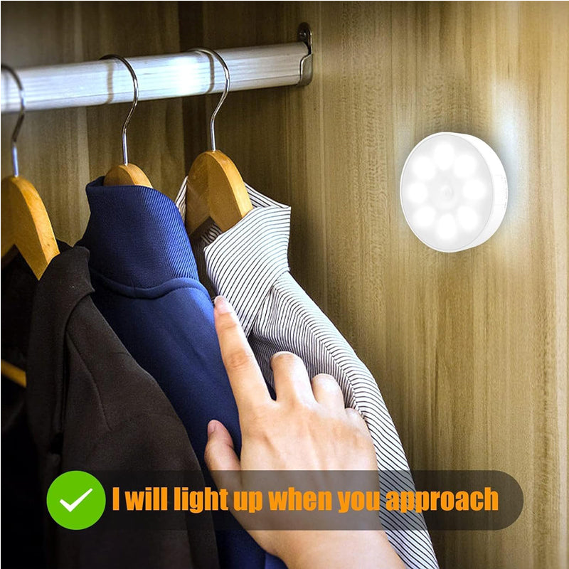 6 Pcs Under Cabinet Lights 16 LEDs Wireless Motion Sensor Light Puck Light, 3 Color Temps Dimmable 3000-6000K, Rechargeable Closet Lights For Cabinet, Closet, Kitchen, Hallway, Stairs