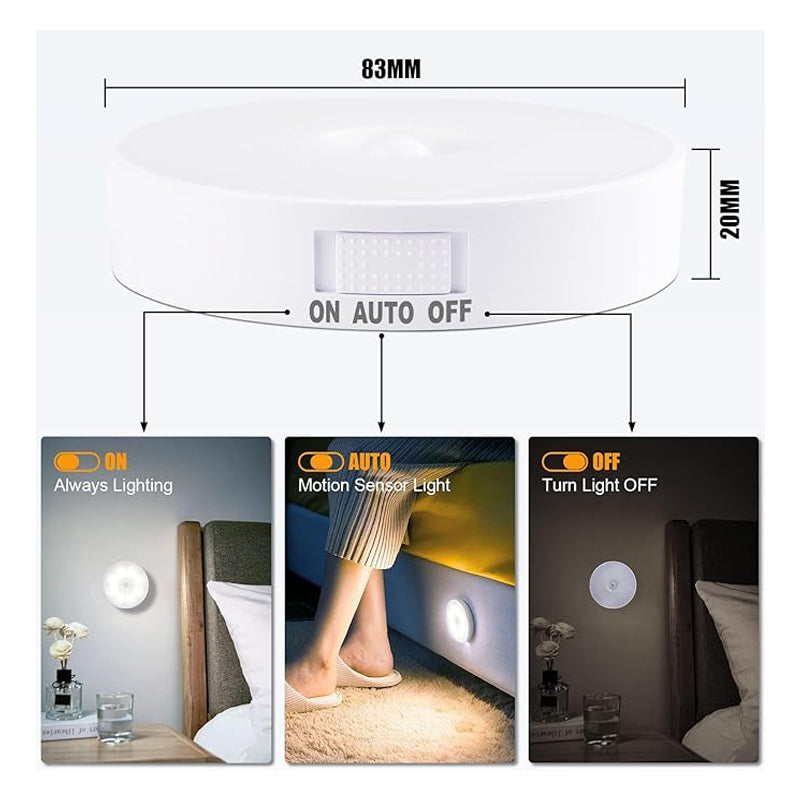 6 Pcs Under Cabinet Lights 16 LEDs Wireless Motion Sensor Light Puck Light, 3 Color Temps Dimmable 3000-6000K, Rechargeable Closet Lights For Cabinet, Closet, Kitchen, Hallway, Stairs